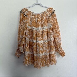 Las Noches Ibiza by Eric and Jack Tiered Long Sleeve Mini Dress Small